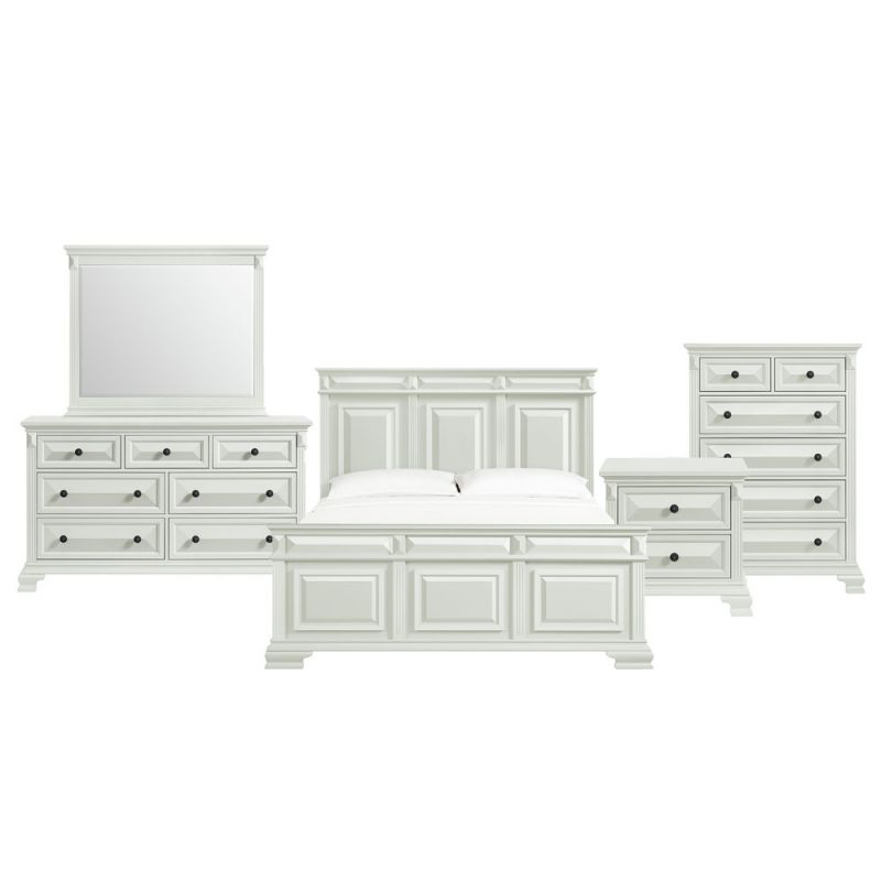 Picket House Furnishings - Sumner King Panel 5PC Bedroom Set in Antique White - B-10980-7-KB-5PC