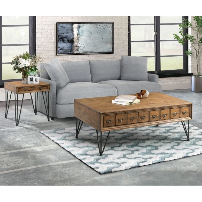 Picket House Furnishings - Tanner 2Pc Occasional Table Set Coffee Table And End Table in Light Walnut - TBN1002PC