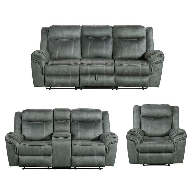 Picket House Furnishings - Tasso 3PC Living Room Set in FB367 Charcoal-Sofa, Loveseat & Recliner - 59928-1X-3PC