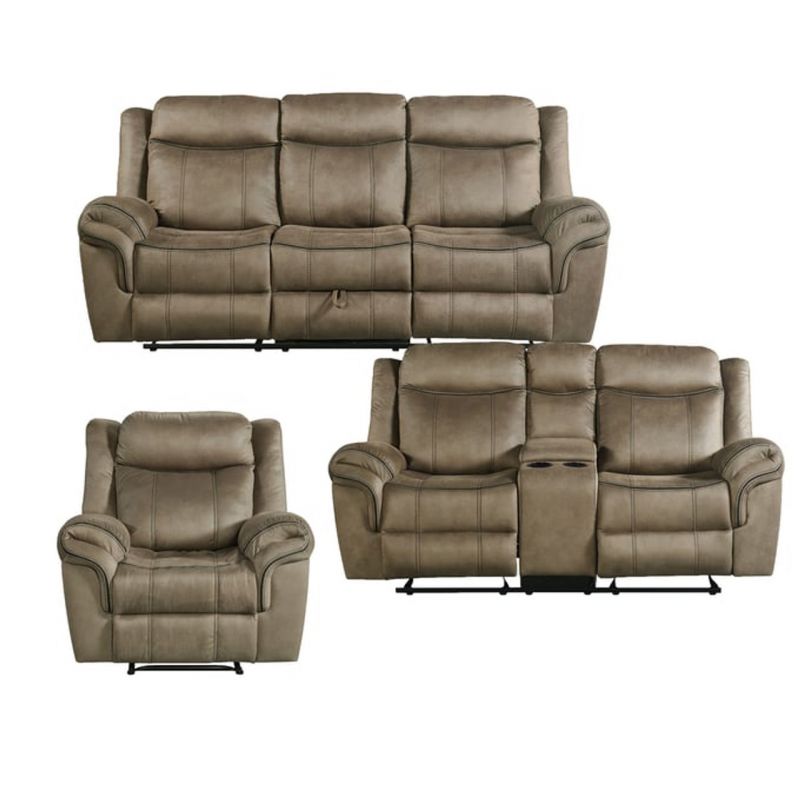 Picket House Furnishings - Tasso 3PC Living Room Set in T101 Brown-Sofa, Loveseat & Recliner - 59928-2X-3PC