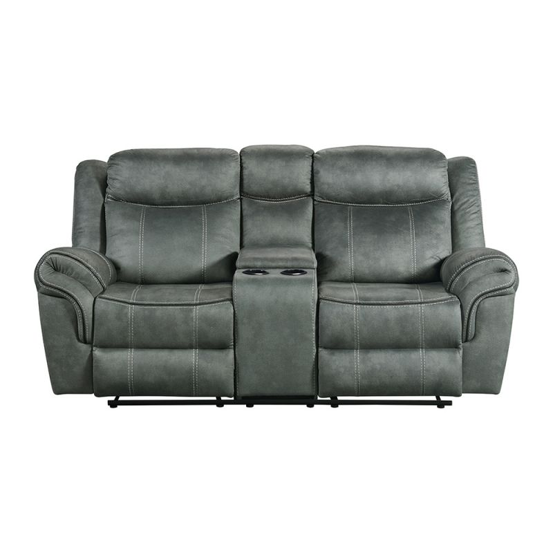 Picket House Furnishings - Tasso Motion Loveseat with Console in FB367 Charcoal - 59928-028-1X
