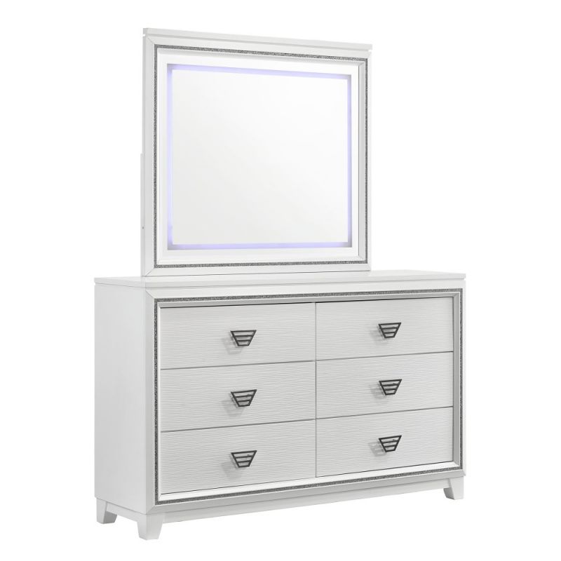 Picket House Furnishings - Taunder Dresser with LED Mirror in White - B-12627-DRLMR