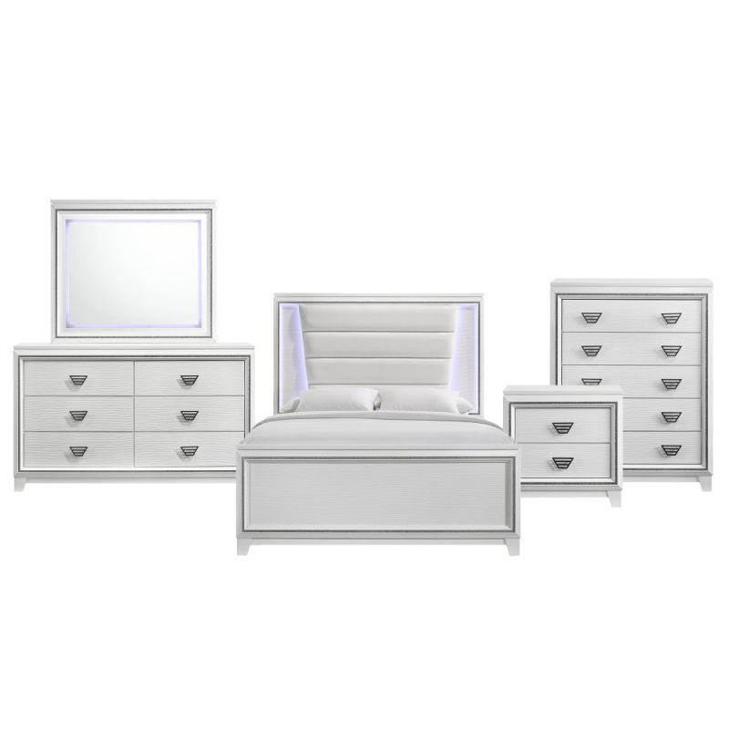Picket House Furnishings - Taunder Full 5PC Bedroom Set in White - B.12627.FB5PC