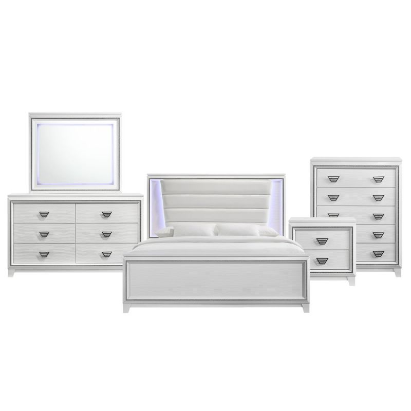 Picket House Furnishings - Taunder King 5PC Bedroom Set in White - B-12627-KB5PC