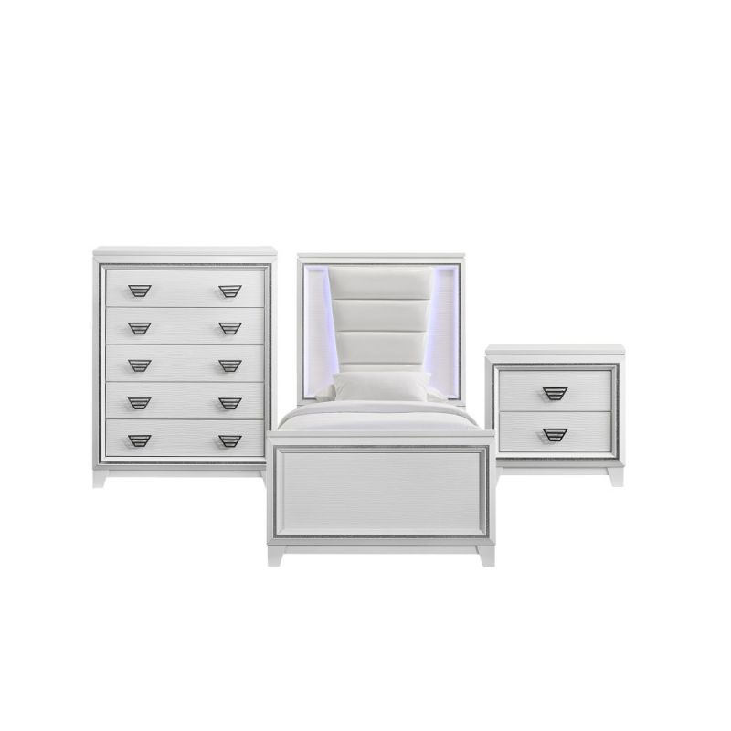 Picket House Furnishings - Taunder Twin 3PC Bedroom Set in White - B-12627-TB3PC