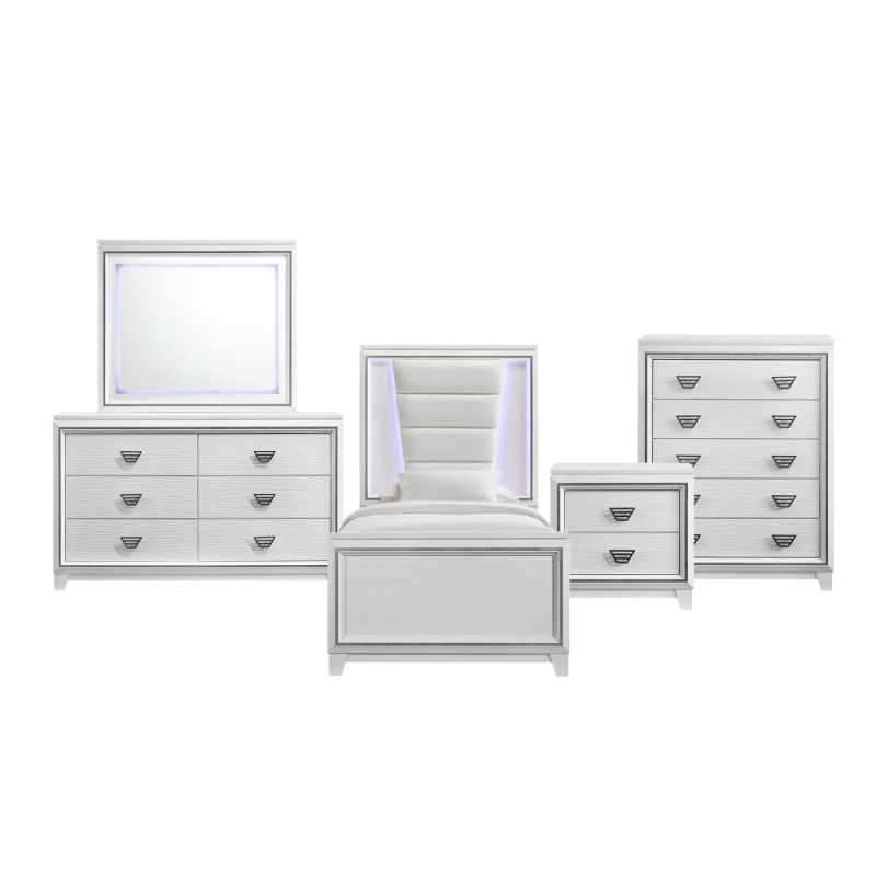 Picket House Furnishings - Taunder Twin 5PC Bedroom Set in White - B-12627-TB5PC