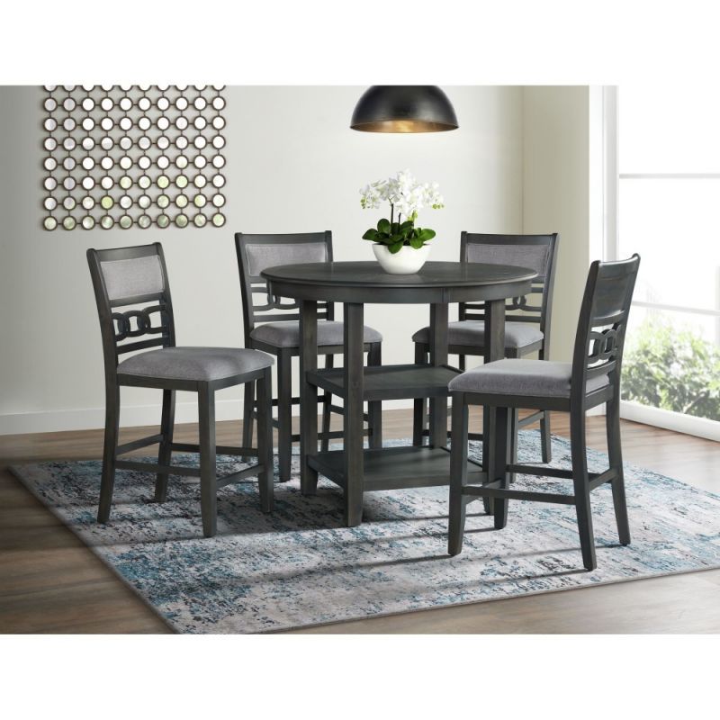 Picket House Furnishings - Taylor Counter Height 5PC Dining Set-Table and Four Side Chairs in Gray - DAH350C5PC