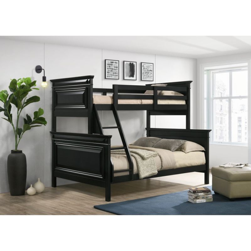 Picket House Furnishings - Trent Twin over Full Bunk Bed with Trundle in Antique Black - CY800TFBT