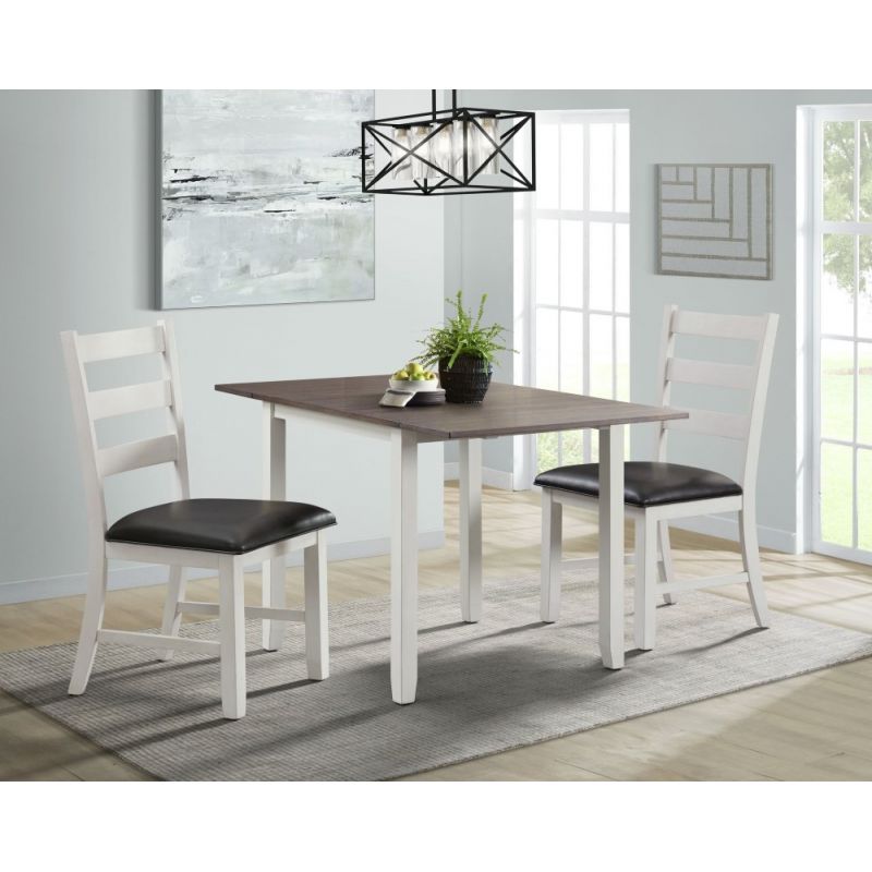 Picket House Furnishings - Tuttle 3PC Drop Leaf Dining Set in Brown-Table and Two Chairs - DMT7003DLDS