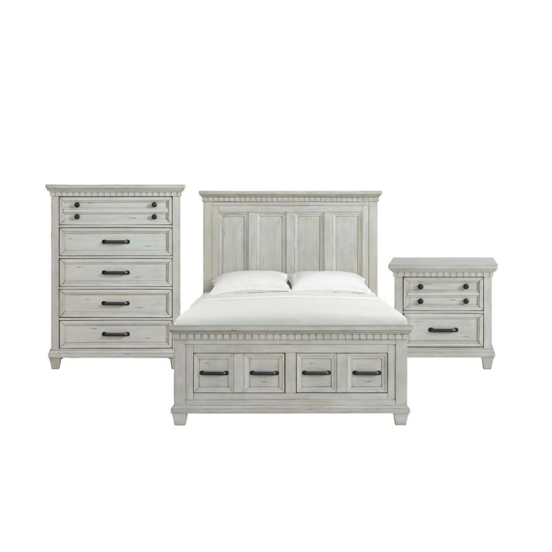 Picket House Furnishings - Windom Queen Storage 3PC Bedroom Set in Antique White - B-10530-7-QSB-3PC