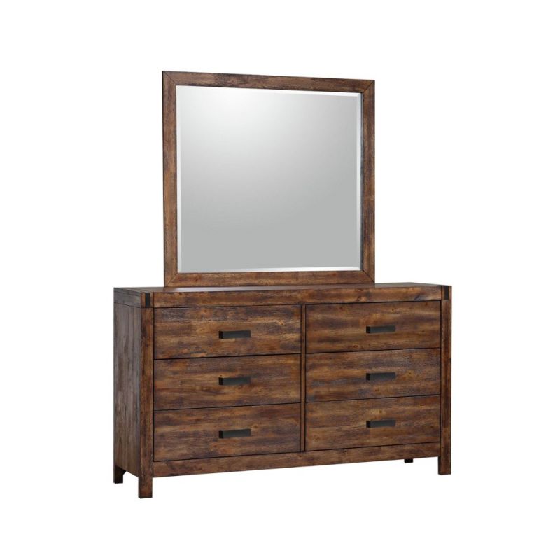 Picket House Furnishings - Wren 6-Drawer Dresser and Mirror Set in Chestnut - WN100DRMR