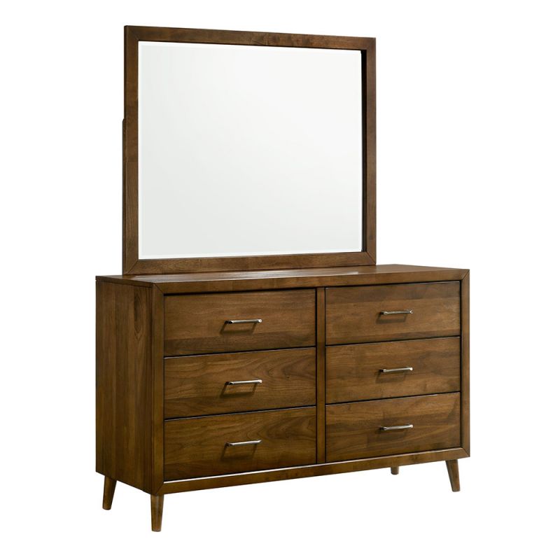 Picket House Furnishings - Zuma 6-Drawer Dresser & Mirror in Walnut - MC400DRMR