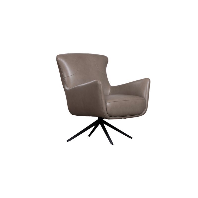 Porter Designs - Andromeda Swivel Leather Accent Chair, Gray - 12-204-02T-0202-KIT