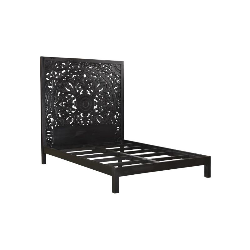 Porter Designs -  Bali Solid Hand Carved Wood Queen Bed, Black - 04-196-14-CBDB-KIT