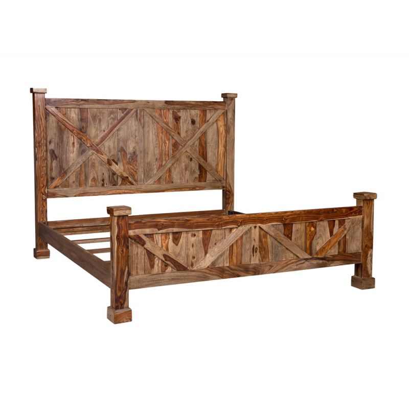 Porter Designs - Crossroads Solid Sheesham Wood King Bed, Brown - 04-196-17-C02H-KIT