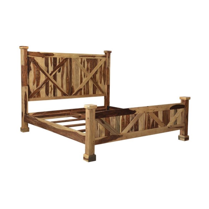 Porter Designs -  Crossroads Solid Sheesham Wood King Bed, Natural - 04-196-17-C002-KIT