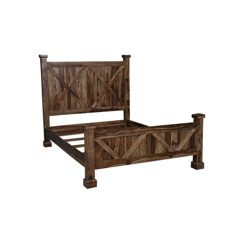 Porter Designs - Crossroads Solid Sheesham Wood Queen Bed, Brown - 04-196-14-C01H-KIT