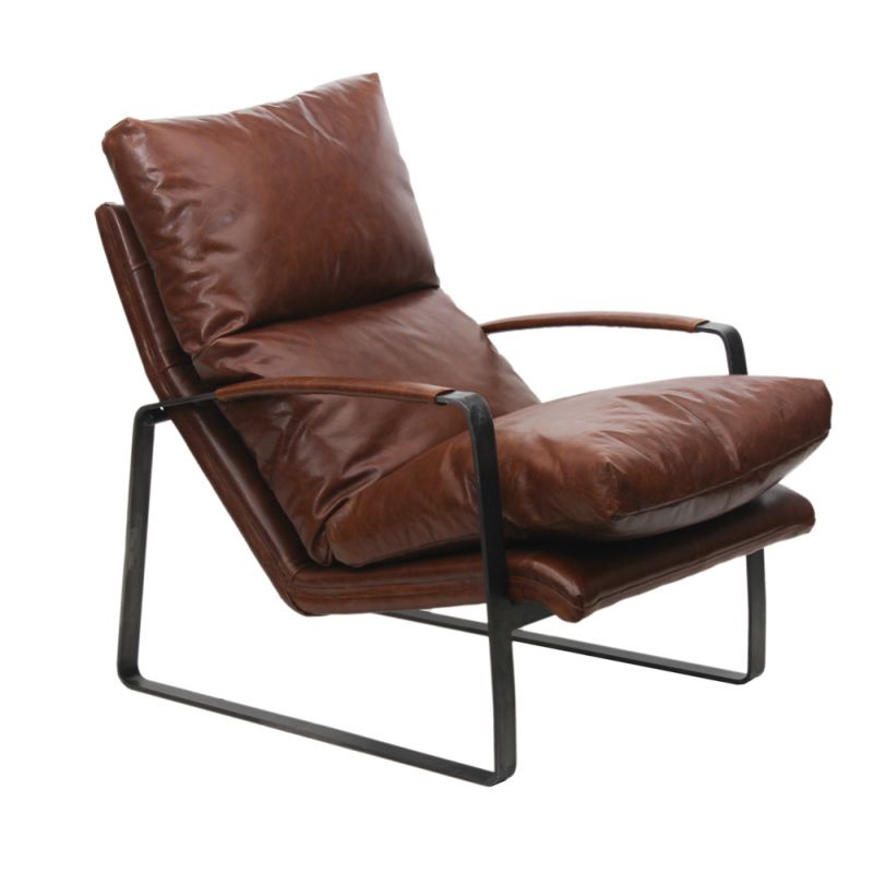 Porter Designs - Eugene Top Grain Leather Accent Chair, Brown - 02-108-06-0540