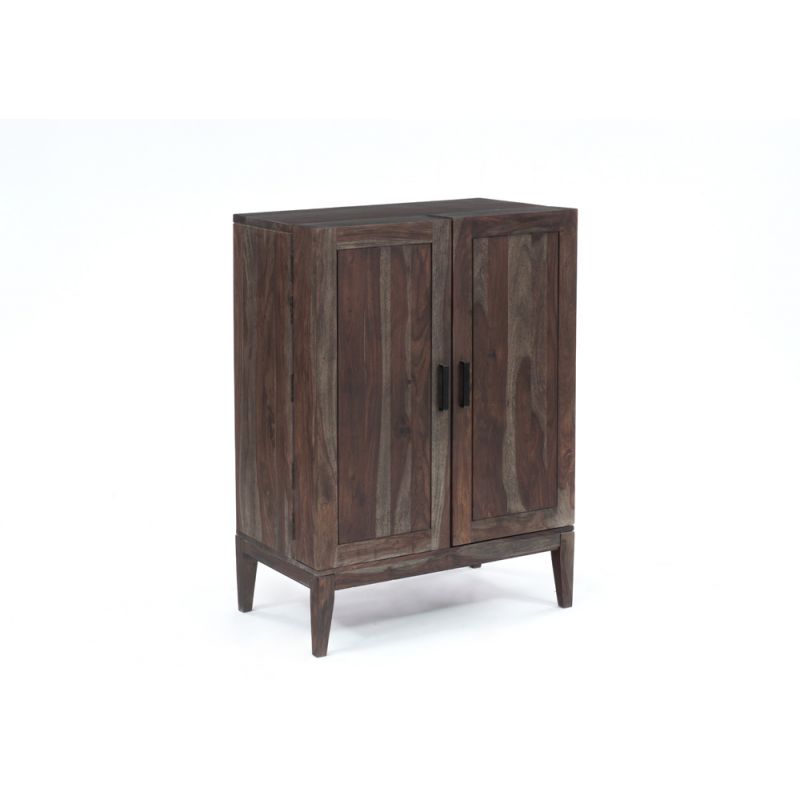 Porter Designs - Fall River Solid Sheesham Wood Bar Cabinet, Gray - 07-117-30-4896