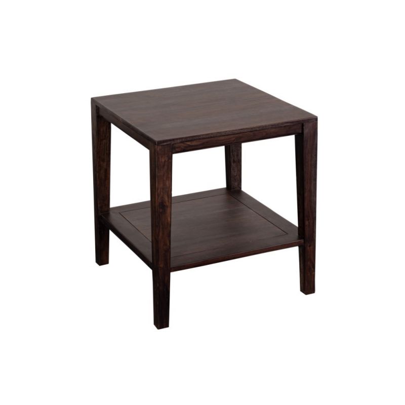 Porter Designs -  Fall River Solid Sheesham Wood End Table, Gray - 05-117-25-4897