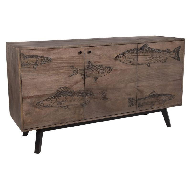 Porter Designs -  Fish Solid Wood Sideboard, Gray - 07-215-06-55469