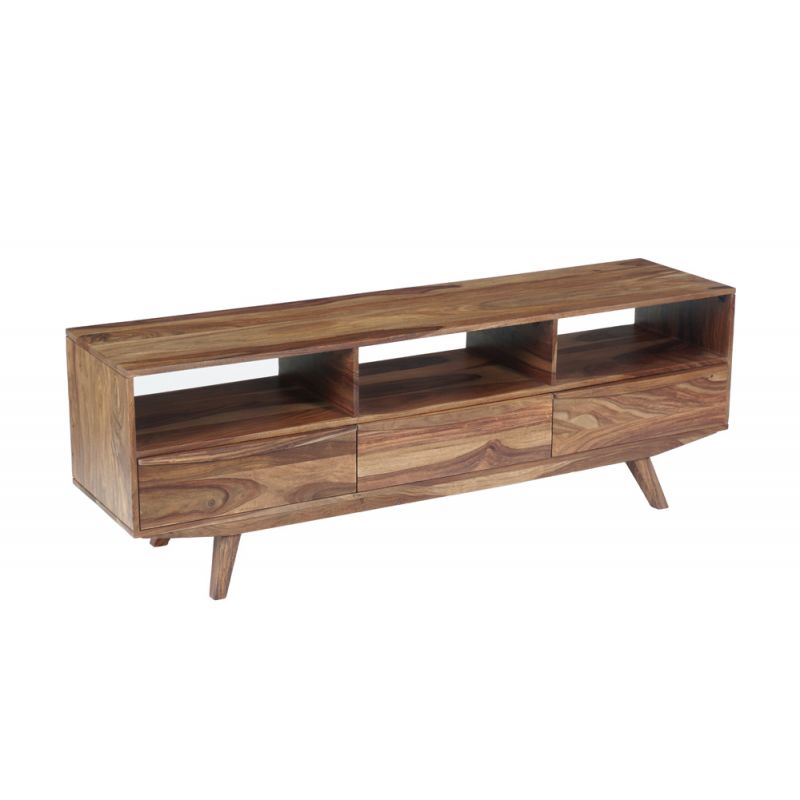 Porter Designs - Fusion Solid Sheesham Wood TV Stand, Light Brown - 06-117-03-6733N