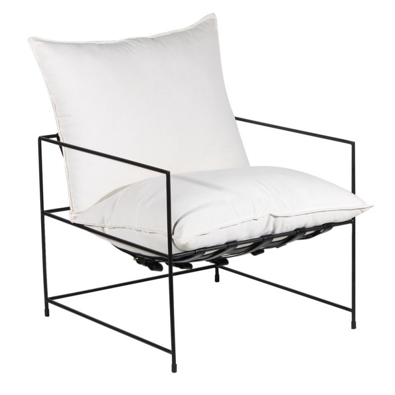 Porter Designs - Hagen Black Iron Frame Accent Chair, White - 01-108-06-8462