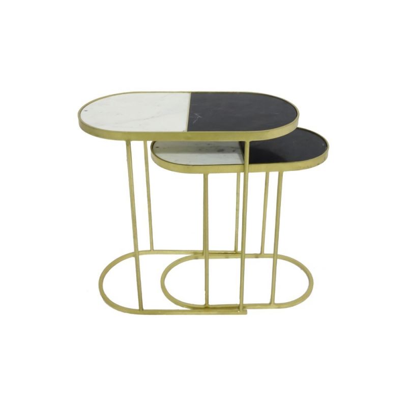 Porter Designs -  Jacqueline Marble Top End Table, Gold - 05-125-11-02627