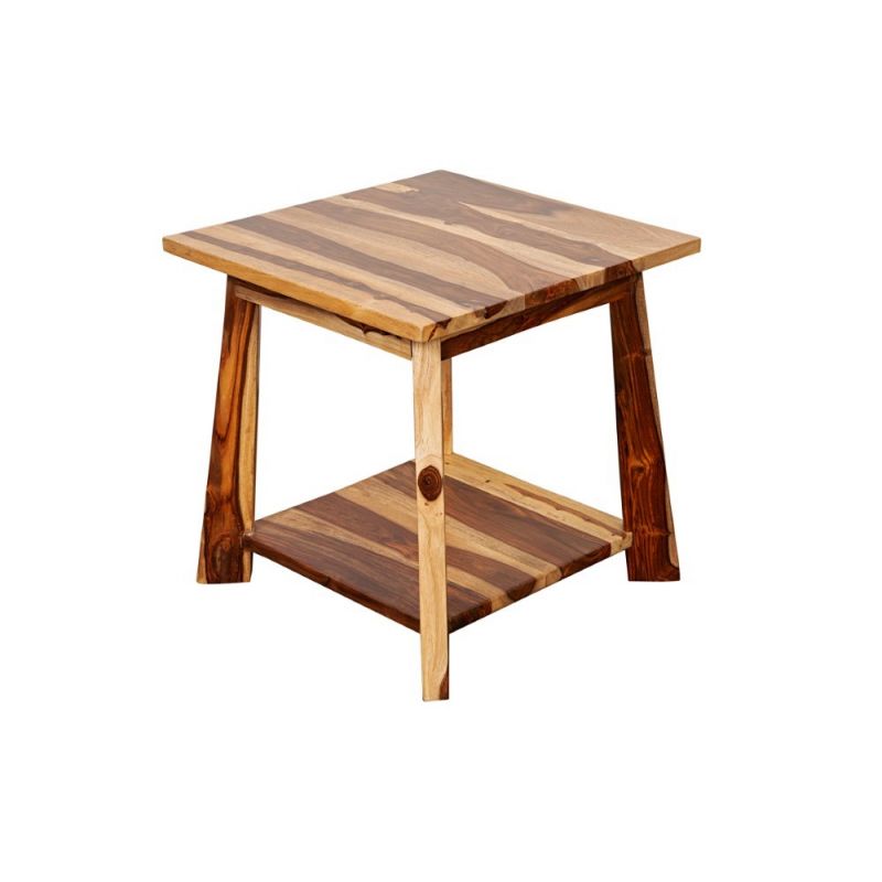 Porter Designs -  Kalispell Solid Sheesham Wood End Table, Natural - 05-116-07-PDU113