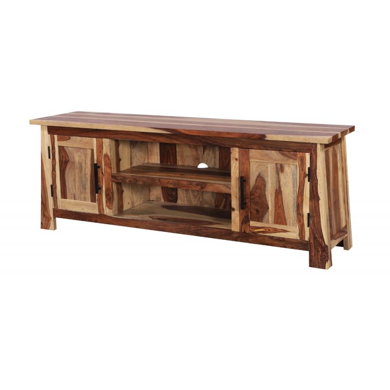 Porter Designs - Kalispell Solid Sheesham Wood TV Stand, Natural - 06-196-03-2419