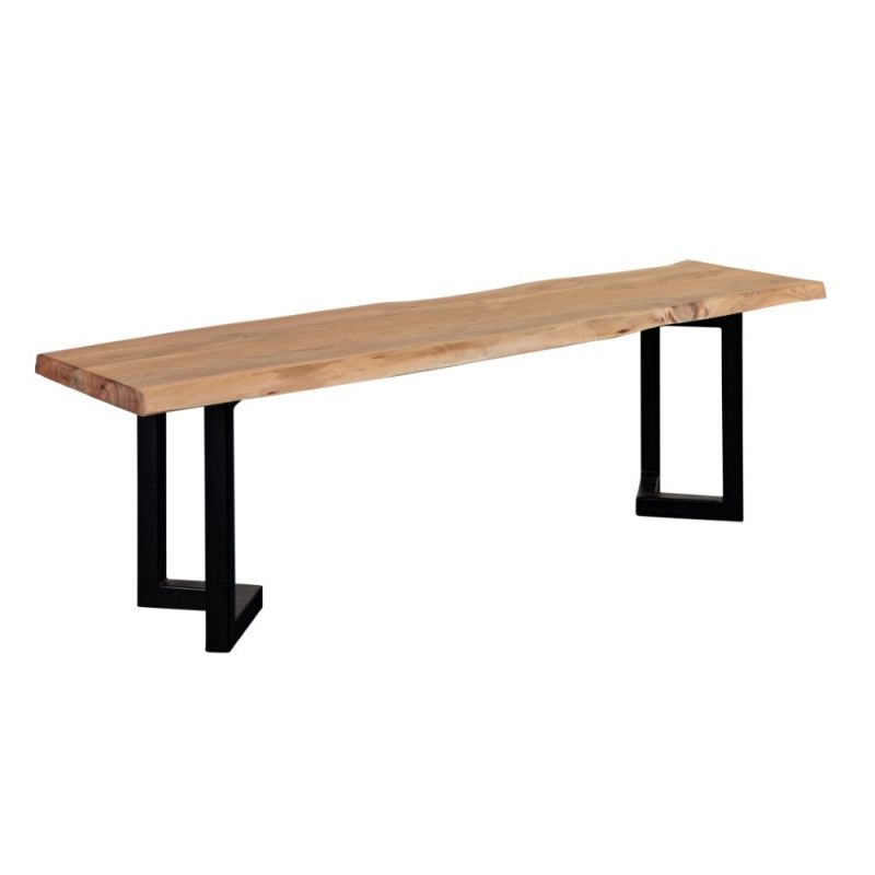 Porter Designs -  Manzanita Live Edge Solid Acacia Wood Dining Bench, Natural - 07-196-13-BN58NV-KIT