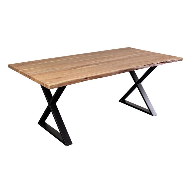 Porter Designs -  Manzanita Live Edge Solid Acacia Wood Dining Table, Natural - 07-196-01-7010X-KIT