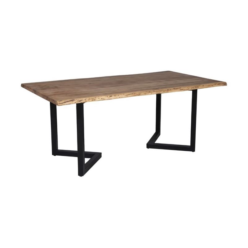 Porter Designs -  Manzanita Live Edge Solid Acacia Wood Dining Table, Natural - 07-196-01-DT82NV-KIT