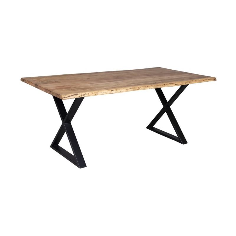 Porter Designs -  Manzanita Live Edge Solid Acacia Wood Dining Table, Natural - 07-196-01-DT82NX-KIT