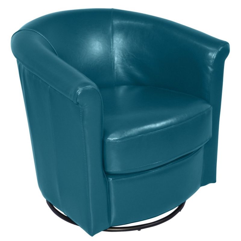 Porter Designs -  Marvel Contemporary Leather-Look Swivel Accent Chair, Blue - 02-201C-06-213