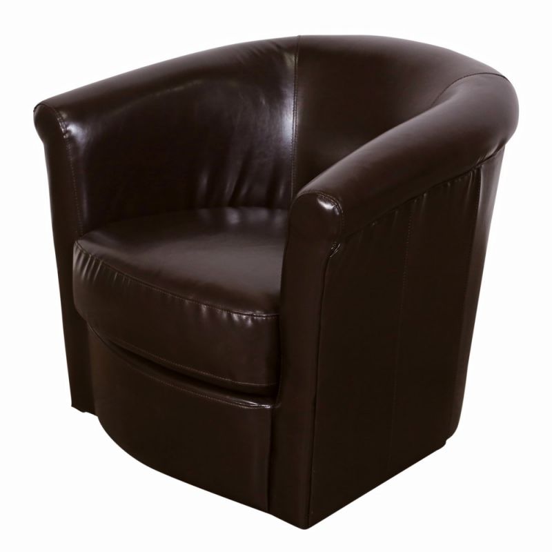 Porter Designs -  Marvel Contemporary Leather-Look Swivel Accent Chair, Brown - 02-201C-06-210