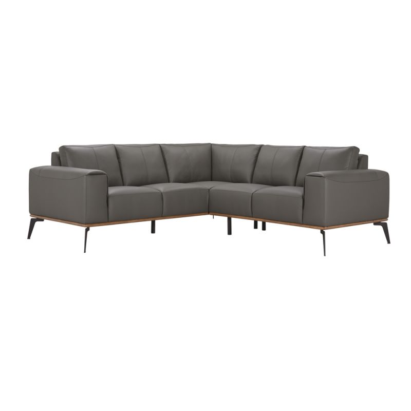 Porter Designs - Pietro Top Grain Leather Sectional, Gray - 02-204-09L-2110-KIT