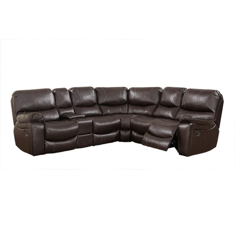 Porter Designs - Ramsey Leather-Look Sectional, Brown - 03-112C-43-6053-KIT