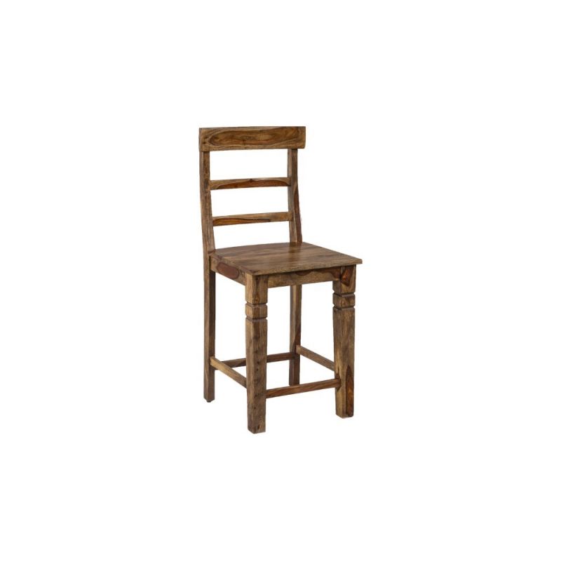 Porter Designs -  Tahoe Solid Sheesham Wood Counter Chair, Brown - 07-196-02-9026H-1