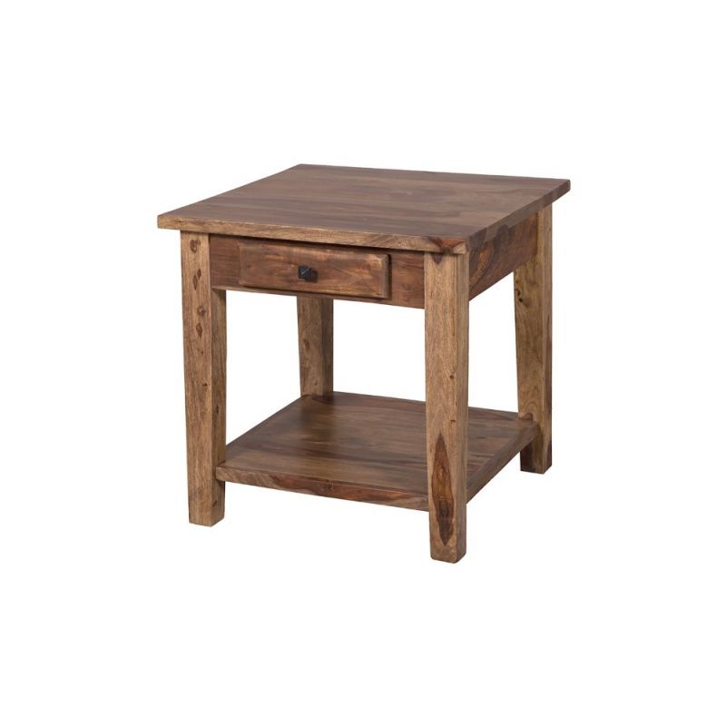 Porter Designs -  Taos Solid Sheesham Wood End Table, Brown - 05-196-24-9010H
