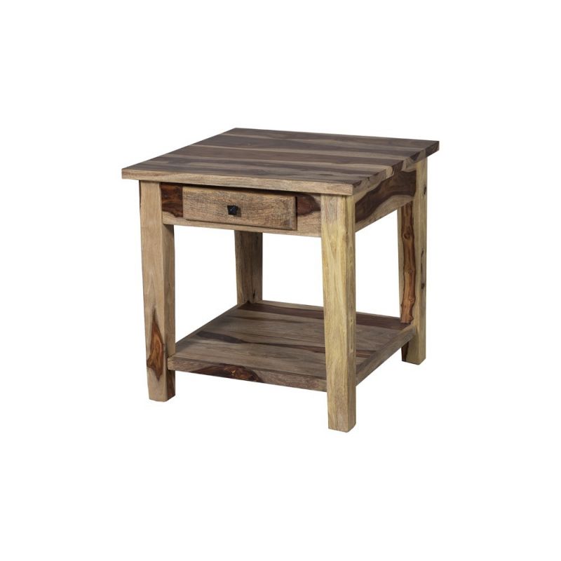 Porter Designs -  Taos Solid Sheesham Wood End Table, Natural - 05-196-24-9010N