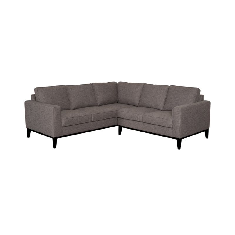 Porter Designs - Wyatt Polyester with Wood Trim Sectional, Gray - 01-216-04U-3040-KIT