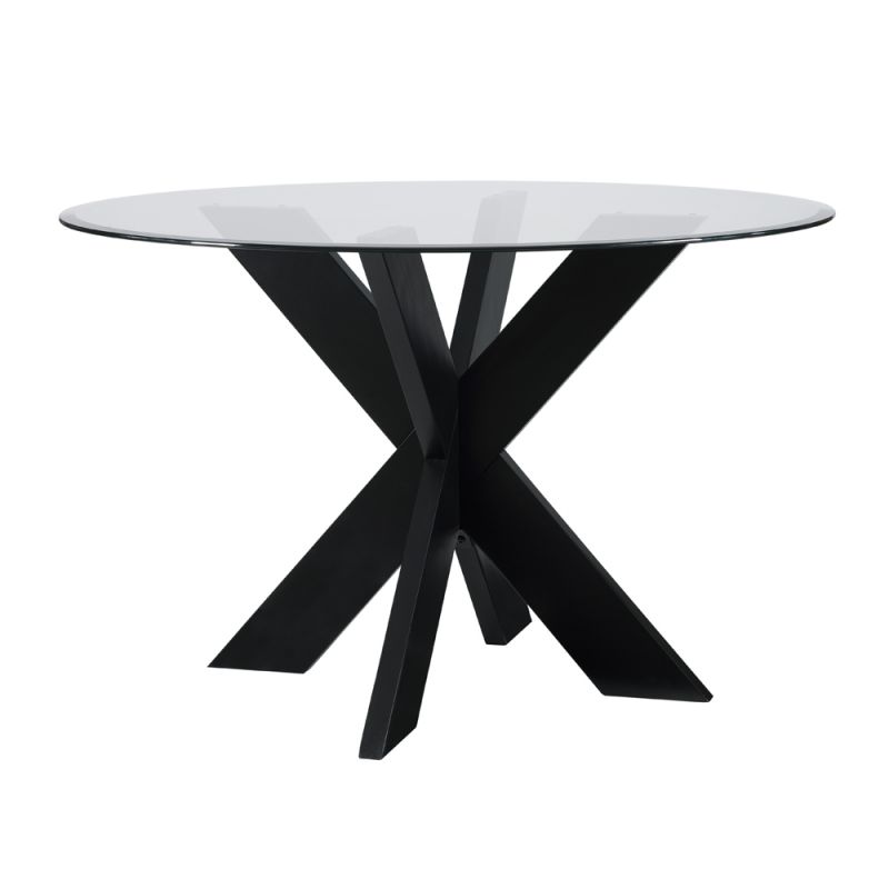 Powell Company - Adler X Base Dining Table With Glass Black - D1382D20DTB