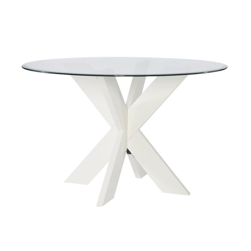 Powell Company - Adler X Base Dining Table With Glass White - D1346D20DTW