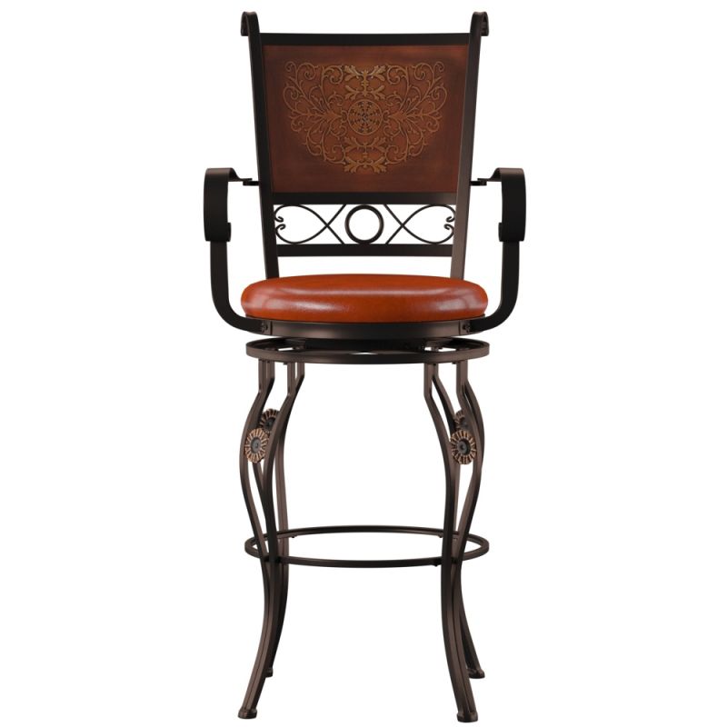 Powell Company - Beatrix Big & Tall Copper Stamped Back Barstool With Arms - 222-432