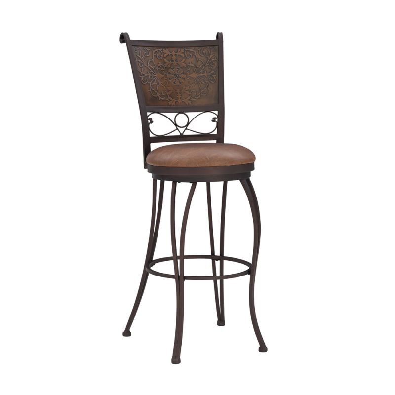 Powell Company - Bronze With Muted Copper Stamped Back Bar Stool, 30