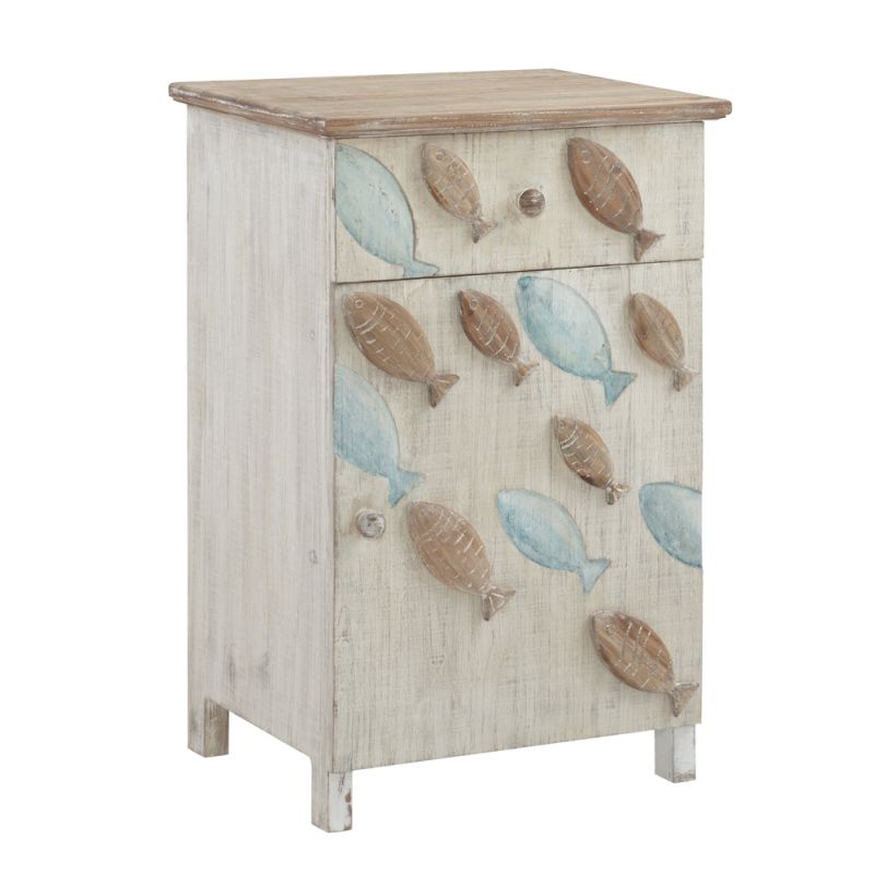 Powell Company - Caspian Fish Storage Side End Table, White - D1299A19SC