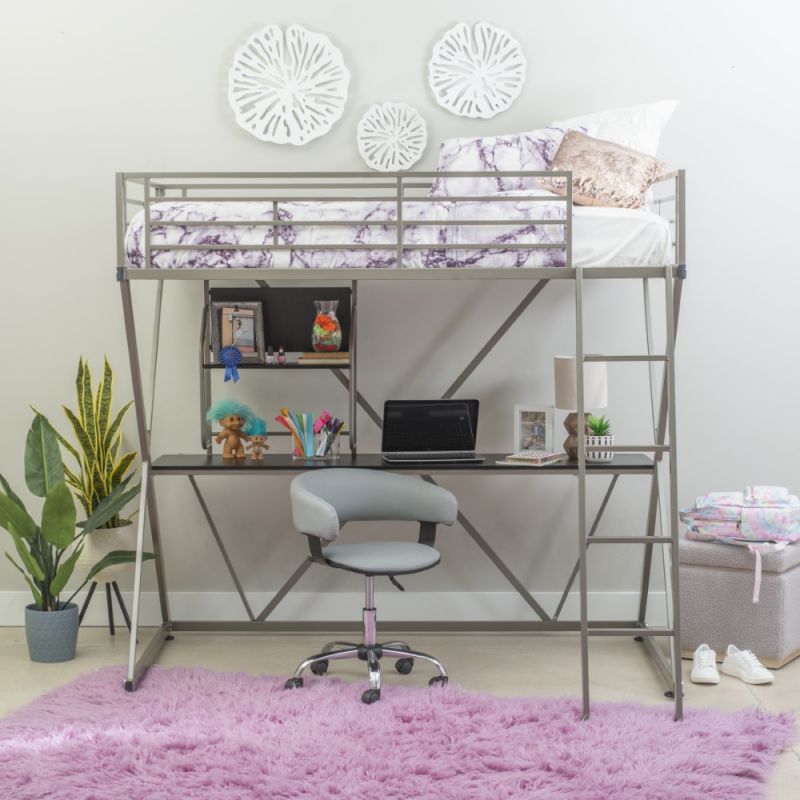 Powell Company - Pewter Student Loft Bed - 941-119
