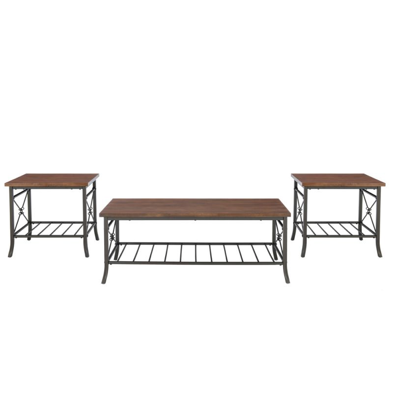 Powell Company - Verson 3pc Metal Occasional Tables, Brown - D1516LA23BRN