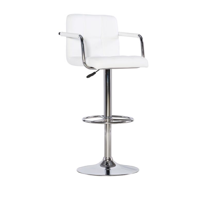 Powell Company - White And Chrome Quilted Barstool  - 274-915